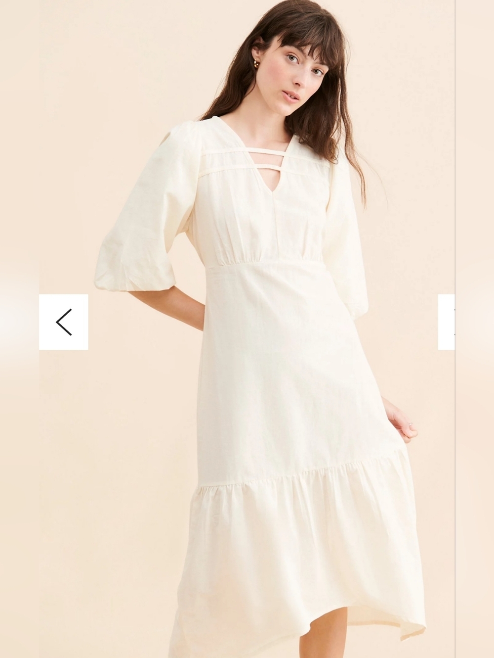 Free People By Native Youth NWT Folunce Open Back Linen Dress Cream Size XL - Picture 4 of 14